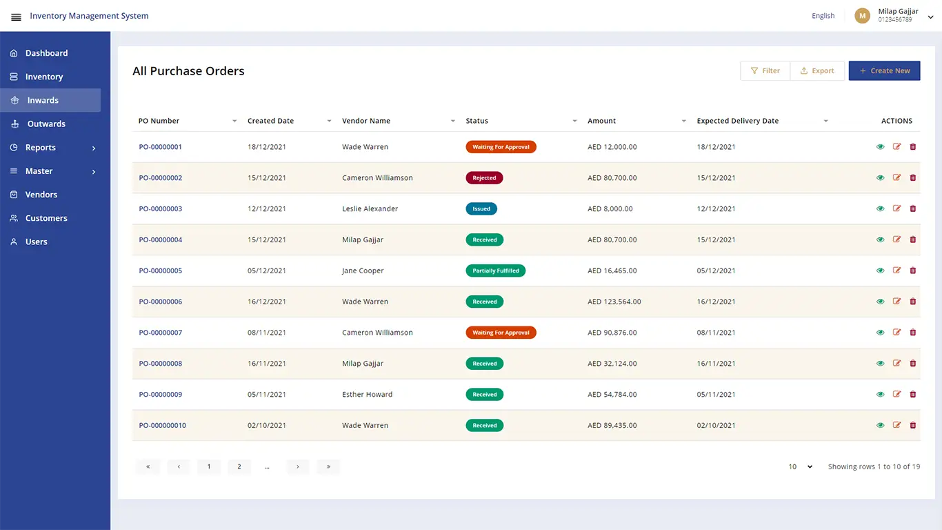 PO Listing - Inventory Management