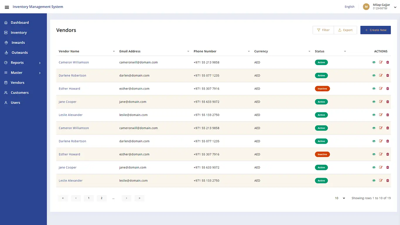 Vendors - Inventory Management