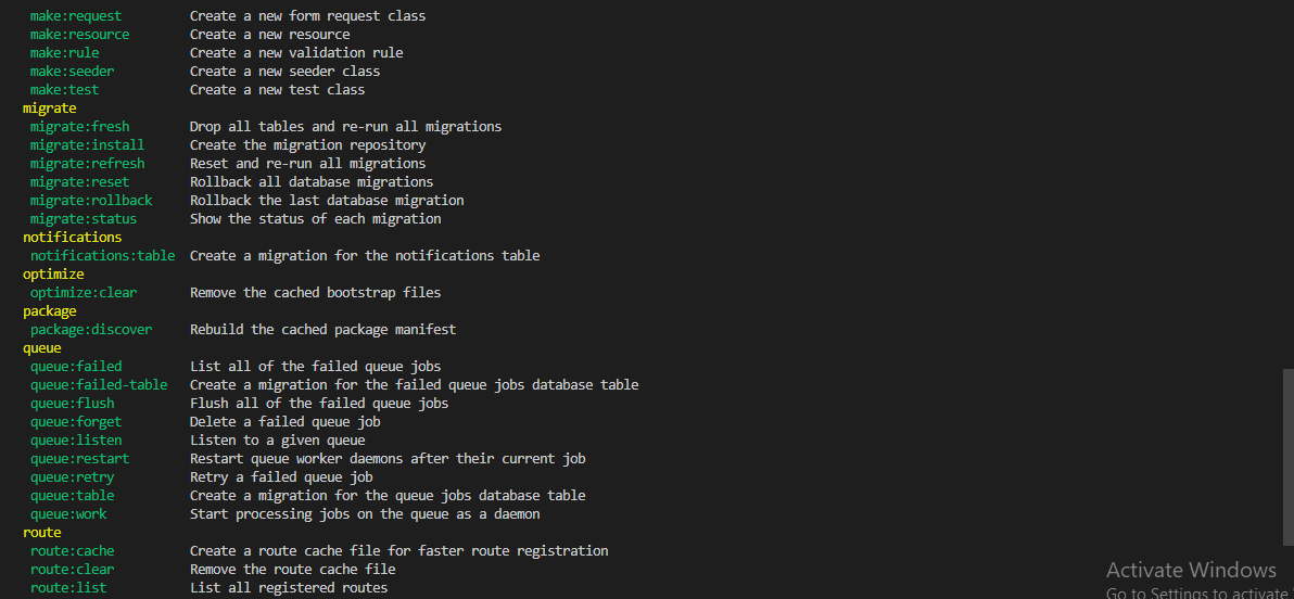 Artisan Command Line tools