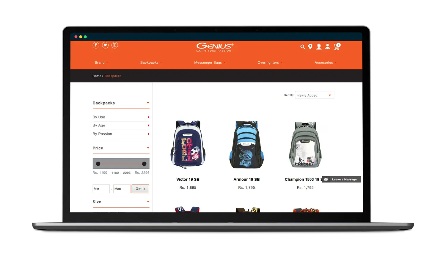 eCommerce portal for selling school bags for boys 02