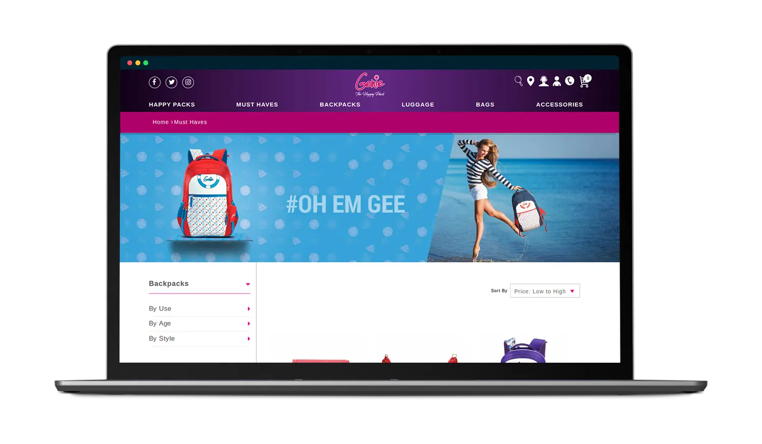 eCommerce portal for selling school bags for girls 02
