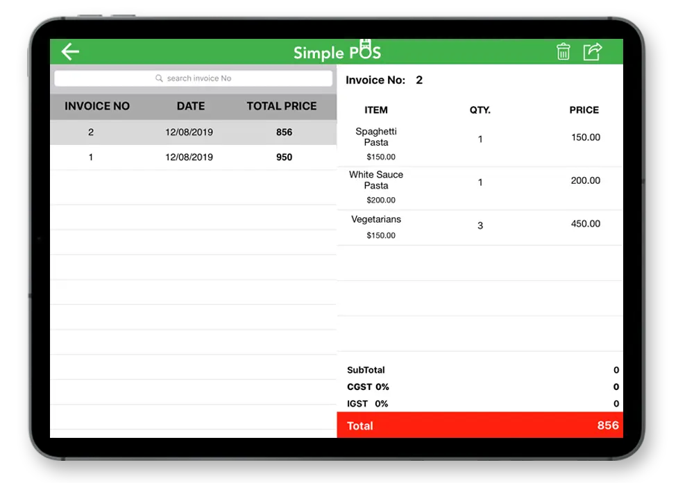 Simple POS Invoice