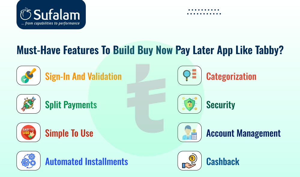 Features to Build Buy now pay later app like Tabby