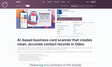 SnapCard Odoo 18 module