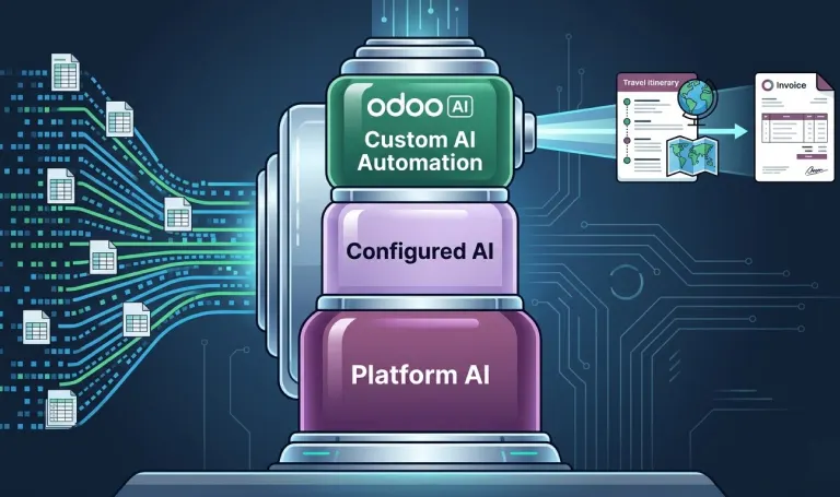 Three Layers of Odoo 19 AI Automation
