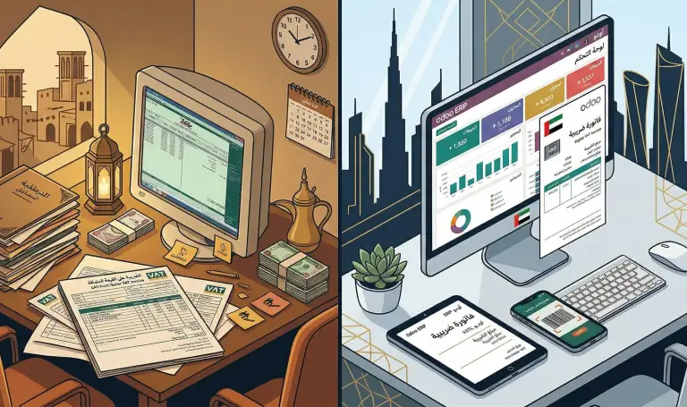 Odoo ERP Middle East VAT UAE Qatar Arabic localisation implementation